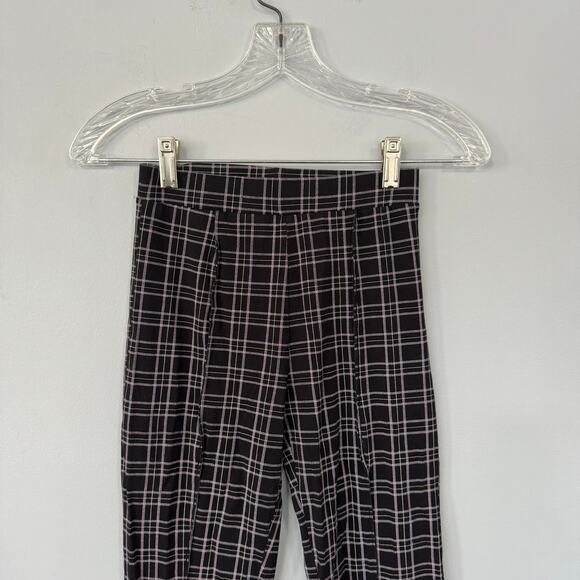 H&M Black & White Plaid Flare Leg Pull On Pants Girls Size 18 Preppy - Picture 4 of 7
